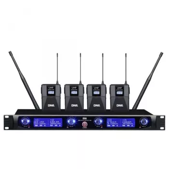 DNA Professional DNA WM4 bezdrôtový mikrofónový systém so 4 ručnými vysielačmi UHF Quad Channel set