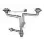2-Bowl Sink Sifón s 3,5-palcovým prepadom - odtokový set pre dvojitý kuchynský drez, biely