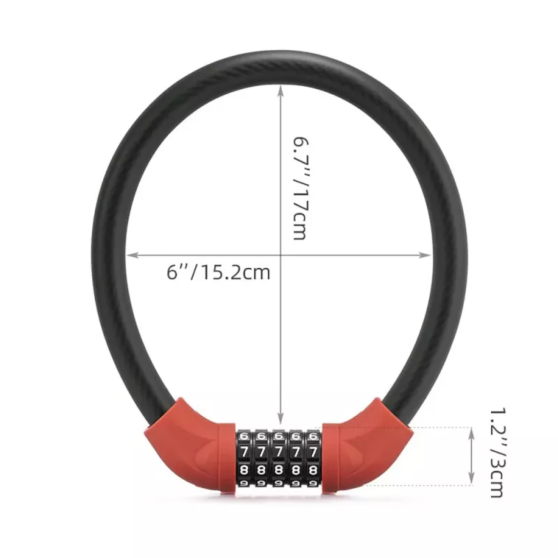 ROCKBROS RKS870-BK kombinovaný káblový zámok 85 cm červený
