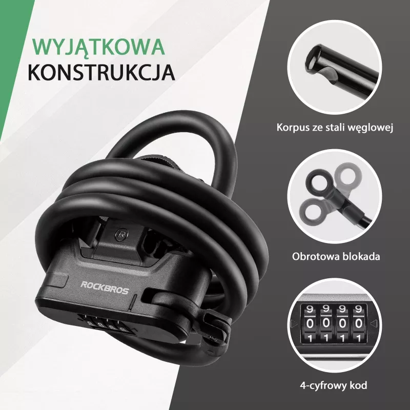ROCKBROS RK242 kotúčový zámok na elektrickú kolobežku - čierny