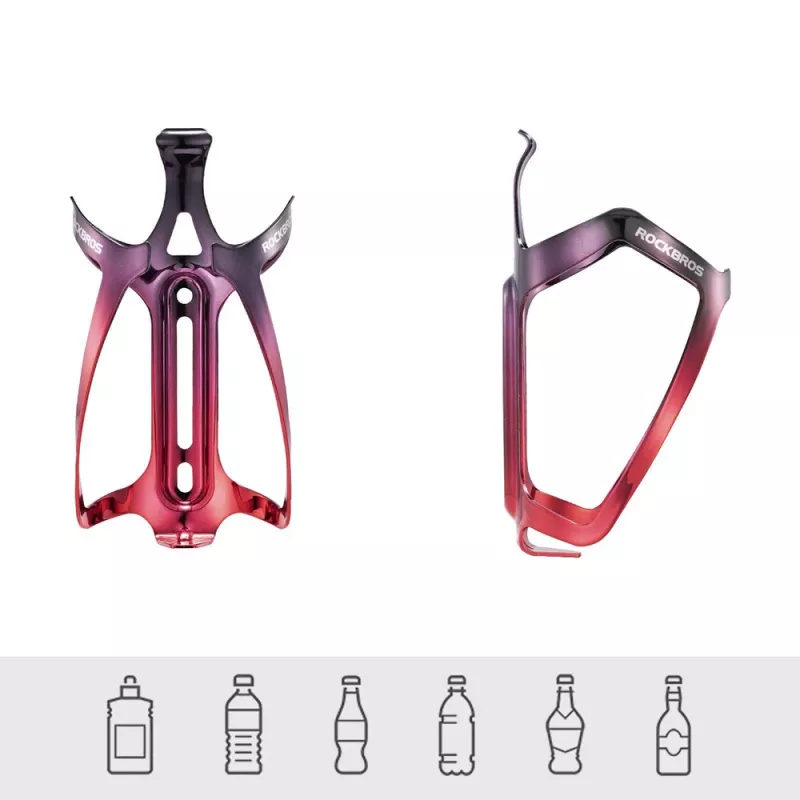 Rockbros RKL02 hliníkový držiak na bicyklovú fľašu - čierny/červený