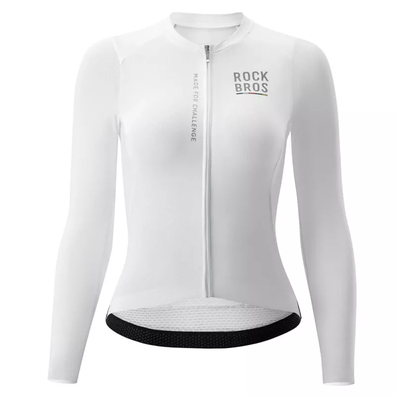 ROCKBROS Road to Sky dámsky dlhý rukáv cyklistický dres biely M
