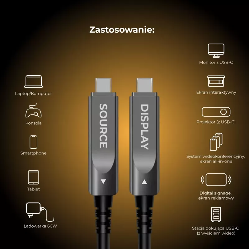 Claroc Active USB-C kábel 5m 4K@60Hz 60W PD 10Gbps