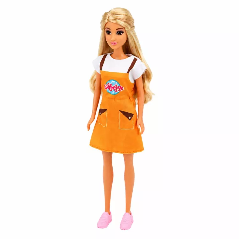 LEAN TOYS Anlily bábika pokladníčka predavačka registračná pokladnica sada potravín