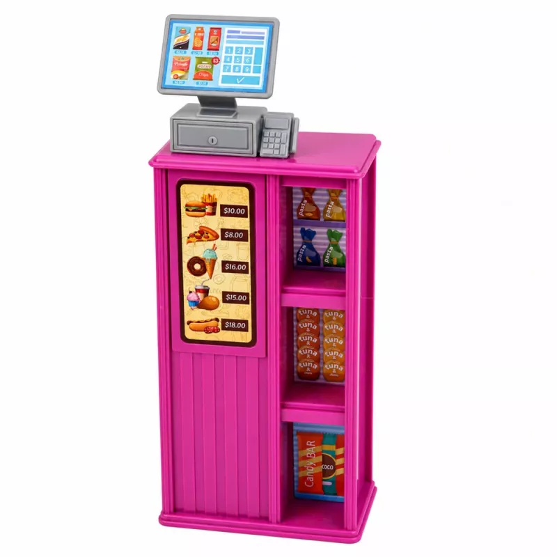 LEAN TOYS Anlily bábika pokladníčka predavačka registračná pokladnica sada potravín