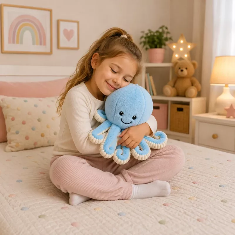 LEAN TOYS Plyšová chobotnica plyšová hračka s elastickými chápadlami modrá 50 cm