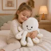 LEAN TOYS Plyšová chobotnica s elastickými chápadlami, biela, 50 cm