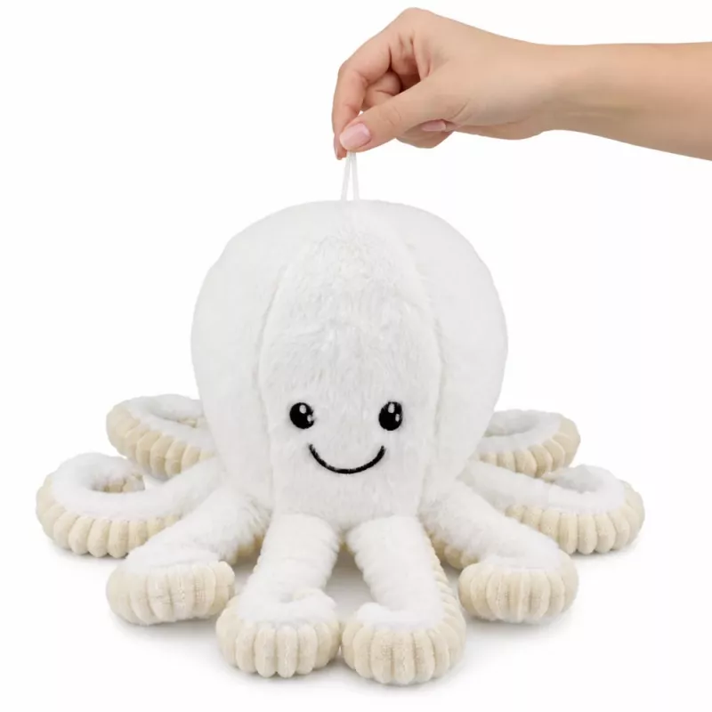 LEAN TOYS Plyšová chobotnica s elastickými chápadlami, biela, 50 cm