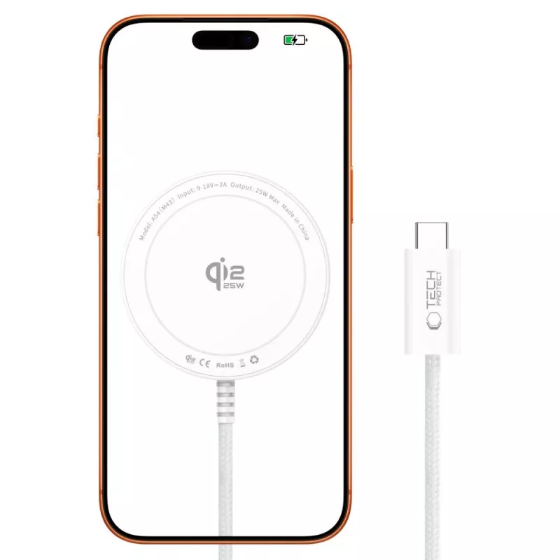 TECH-PROTECT A54 Magnetická MagSafe bezdrôtová nabíjačka 25W Qi2.2 biela