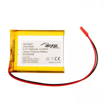 Akyga AKY0627 LP675568 Li-Po batéria 3,7 V 3500 mAh s PCM, JST 2,54 mm 2-pin, 150 mm kábel