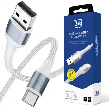 3mk Hyper Cable N-SERIES USB-A na USB-C 1m 18W biela