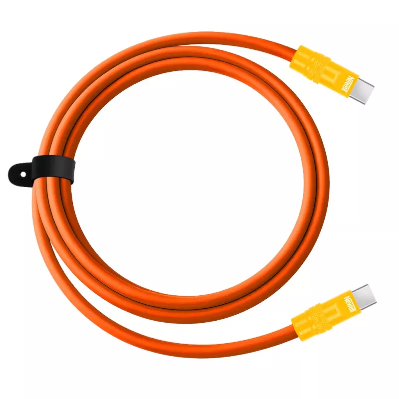 Newell USB-C na USB-C kábel 100W, 2m, silikón, oranžovo-žltý
