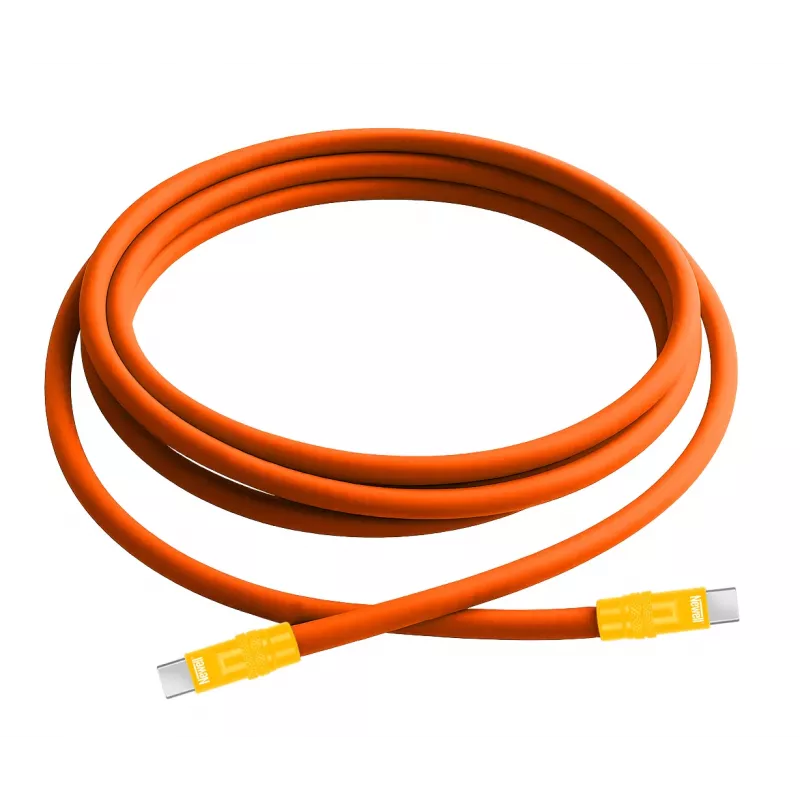 Newell USB-C na USB-C kábel 100W, 2m, silikón, oranžovo-žltý