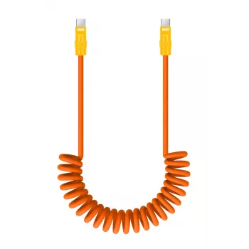 Newell USB-C na USB-C kábel 100 W, 1,5 m, silikón, špirála, oranžovo-žltý