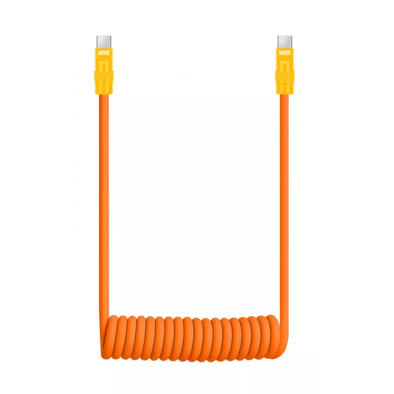 Newell USB-C na USB-C kábel 100 W, 1,5 m, silikón, špirála, oranžovo-žltý