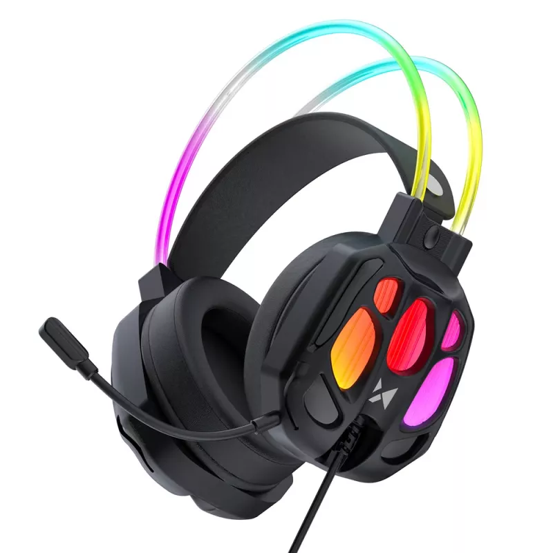 Wozinsky WSG-1118 drôtový herný headset s RGB osvetlením a mikrofónom - čierny