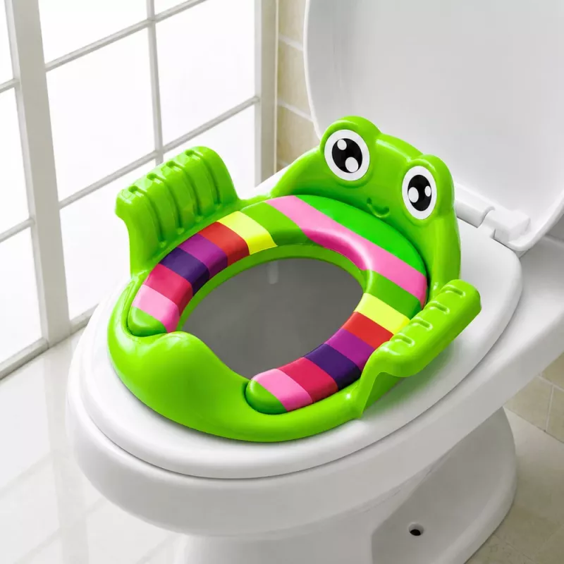 LEAN TOYS Nástavec na detskú toaletnú dosku, mäkké sedenie s držadlami, zelené