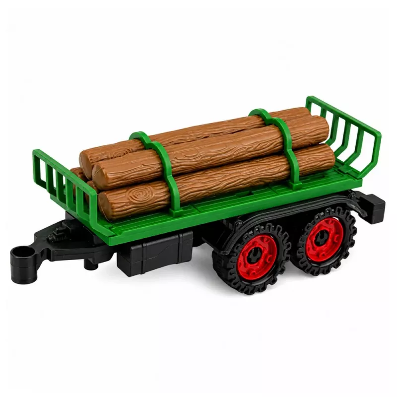 LEAN TOYS Poľnohospodársky traktor s dreveným prepravníkom, naťahovací motor, balíky, 35 cm