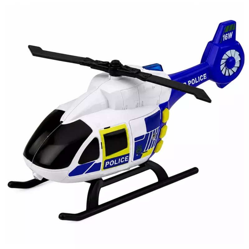 LEAN TOYS Policajná sada vrtuľník motorka policajné auto svetlá zvuky 1:32