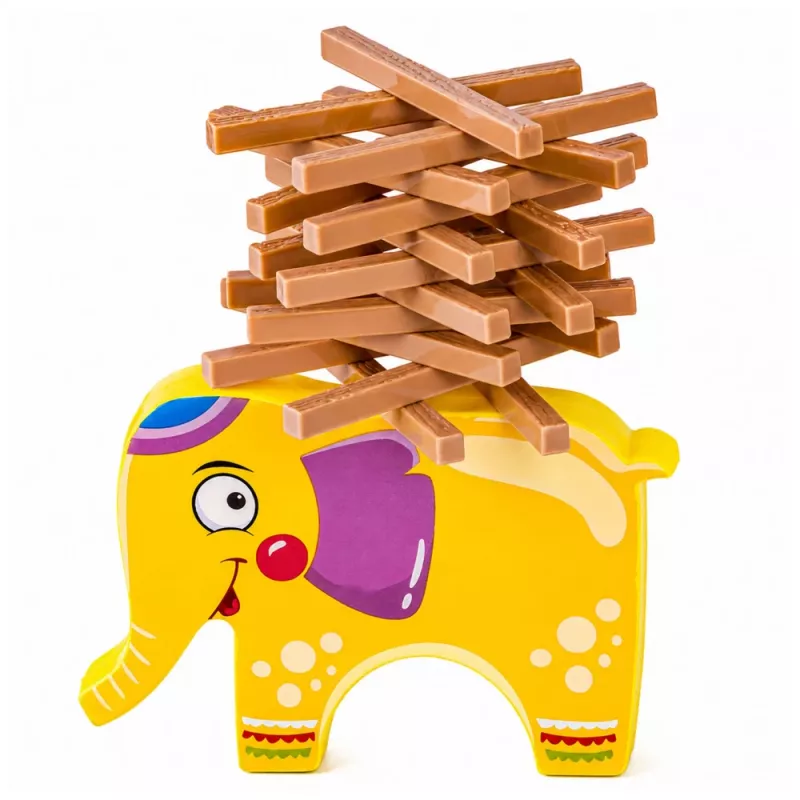 LEAN TOYS Zručnostná hra balansujúci slon veža z kociek stavať slona 61 dielov