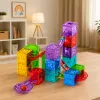 LEAN TOYS Magnetické stavebnice kocky guľová dráha farebné 33 dielov