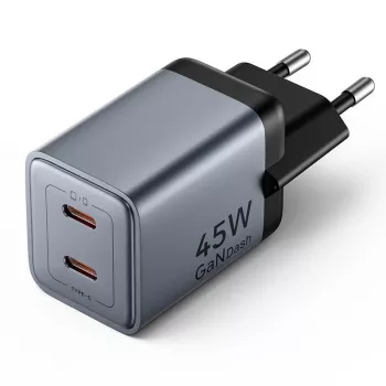 VENTION GaN 90W duálna USB-C nástenná nabíjačka (45W+45W) - čierna
