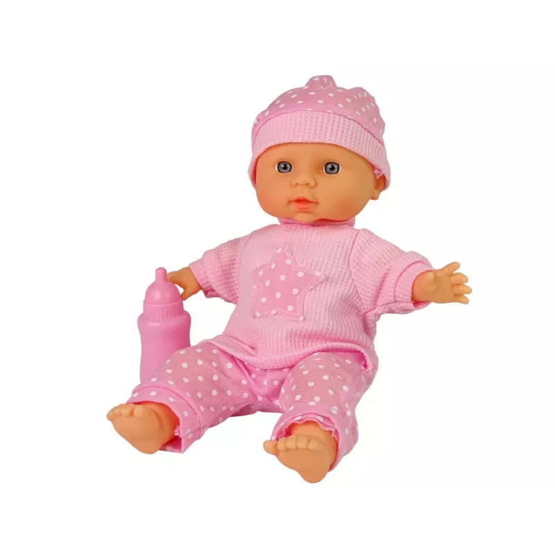 LEAN TOYS Sweet Baby bábika ružová fľaša zvuky interaktívna 30cm bábika s fľašou