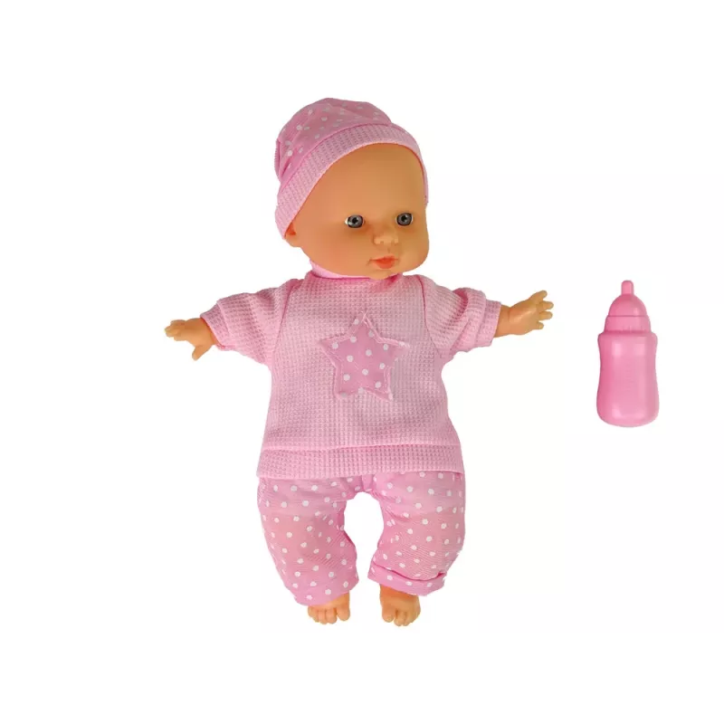 LEAN TOYS Sweet Baby bábika ružová fľaša zvuky interaktívna 30cm bábika s fľašou