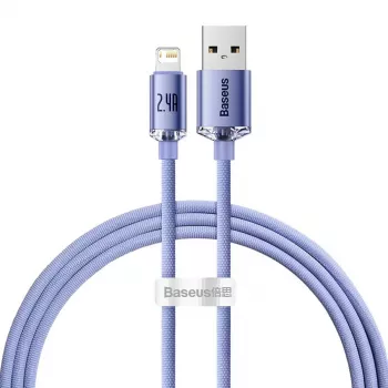 Baseus Crystal Shine Lightning na USB-A kábel 1,2 m fialový, 2,4 A rýchle nabíjanie