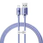 Baseus Crystal Shine Lightning na USB-A kábel 1,2 m fialový, 2,4 A rýchle nabíjanie