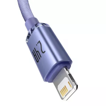 Baseus Crystal Shine Lightning na USB-A kábel 1,2 m fialový, 2,4 A rýchle nabíjanie