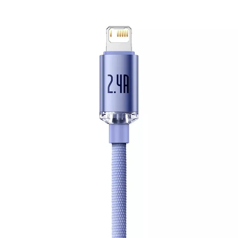 Baseus Crystal Shine Lightning na USB-A kábel 1,2 m fialový, 2,4 A rýchle nabíjanie