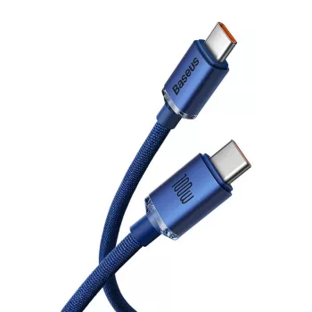 Baseus USB-C na USB-C Crystal Shine kábel 100W 1,2m modrý