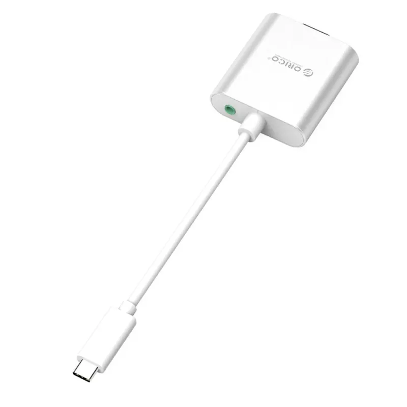 ORICO PTAV USB-C na VGA a 3,5-mm audio adaptér, Full HD 1080p, 15 cm, strieborný