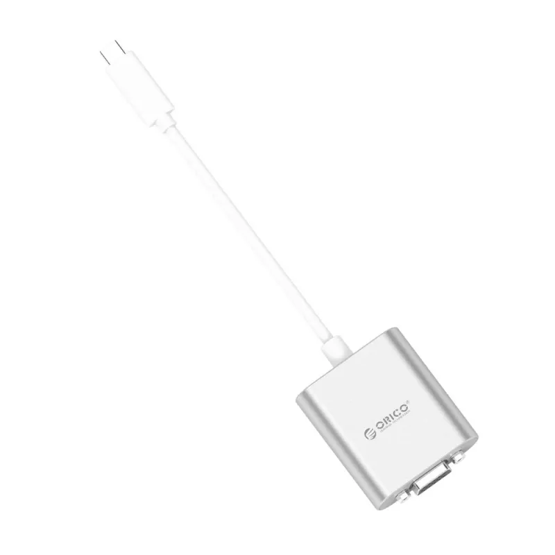 ORICO PTAV USB-C na VGA a 3,5-mm audio adaptér, Full HD 1080p, 15 cm, strieborný
