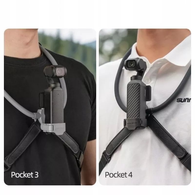 SUNNYLIFE flexibilný nákrčník pre DJI Osmo Pocket 3/4, POV akčné kamery, čierny