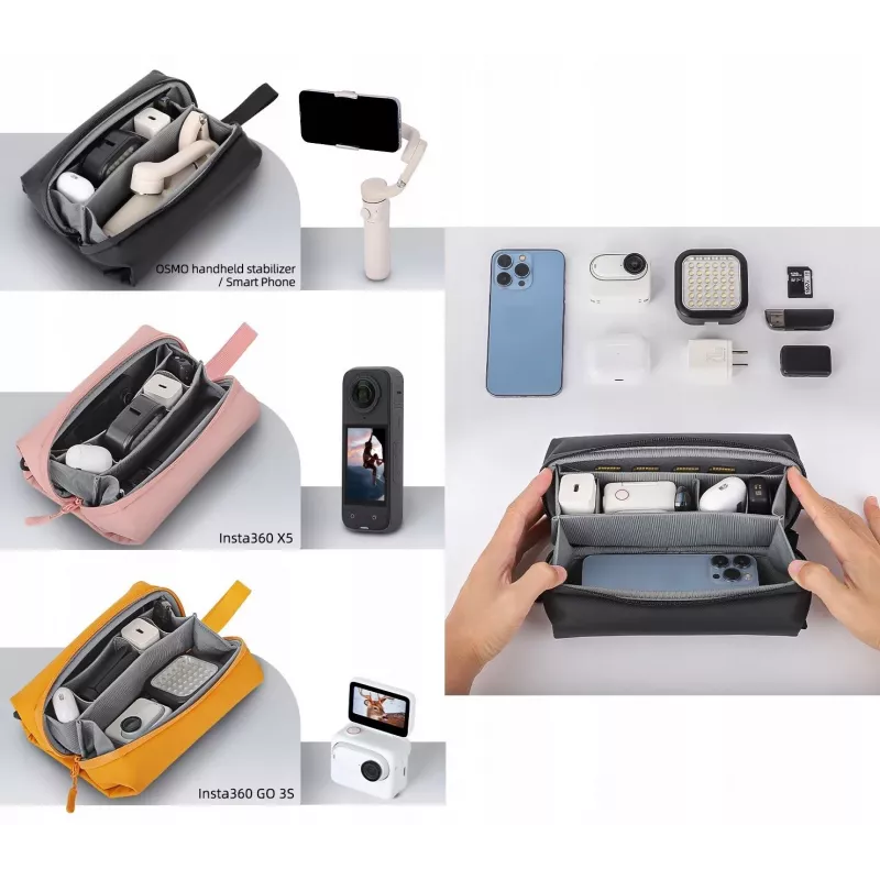Sunnylife B018-Y Organizér puzdro pre DJI Osmo Pocket 3 / Insta360 X5 / Go 3S, žlté