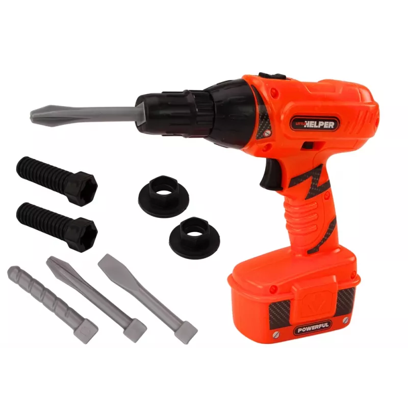LEAN TOYS DIY akumulátorová vŕtačka-skrutkovač oranžová vrtáky skrutky