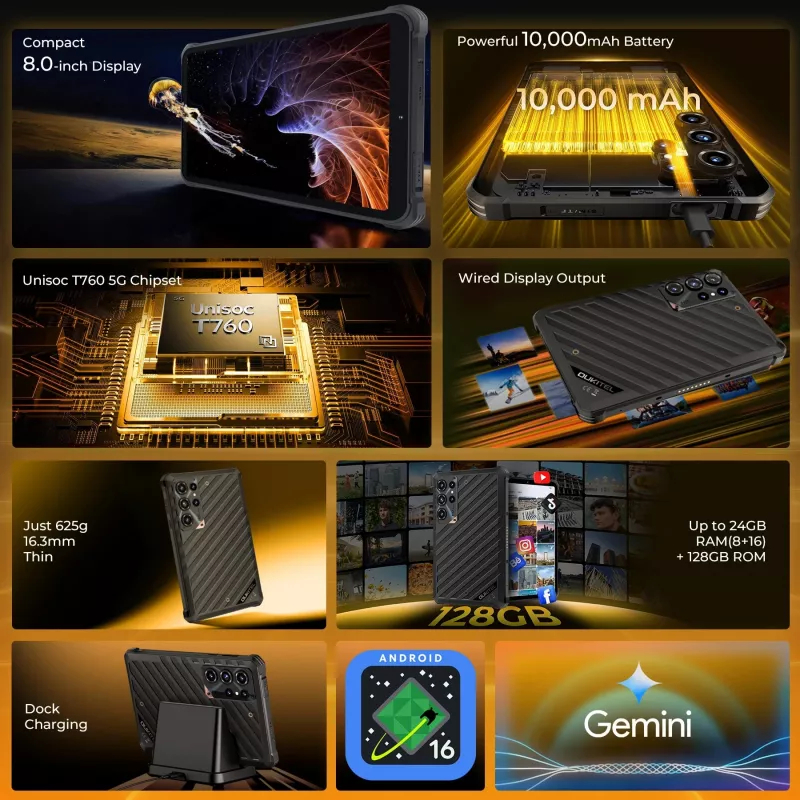 OUKITEL RT11 5G odolný tablet 8GB/128GB čierny 10000mAh