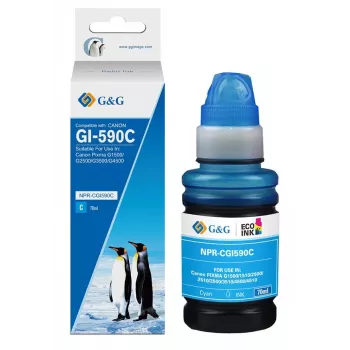 G&G doplňovacia atramentová fľaša pre Canon GI-590C azúrová 70 ml, farbivo