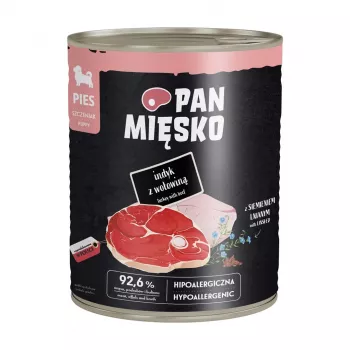 PAN MIĘSKO krmivo pre šteniatka morčacie s hovädzím mäsom, mokré krmivo 800g – kompletné a vyvážené, bezobilninové konzervované krmivo pre šteniatka všetkých plemien