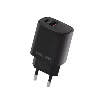 Beline GaN 30W USB-C PD + USB-A QC nástenná nabíjačka čierna (len napájací zdroj)