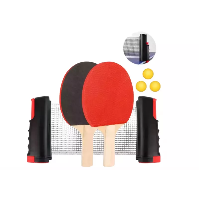 LEAN TOYS Stolný tenisový set so sieťkou, 2 raketami a 3 loptičkami