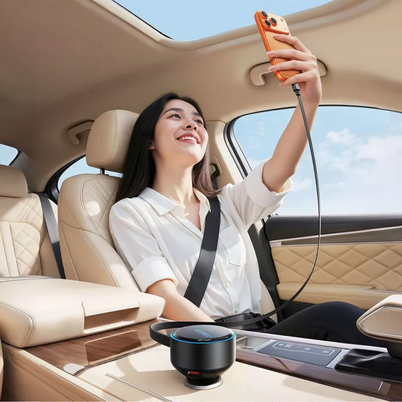 ORICO FC-60-2C 60W zvinovacia USB-C auto nabíjačka - čierna