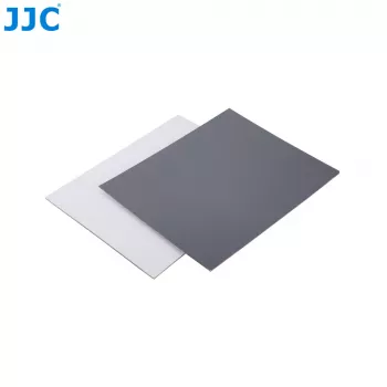 JJC GC Series 2-in-1 sada fotografických kalibračných kariet – 18% šedá karta & karta vyváženia bielej, 20 x 25 cm, odolný plast, s popruhom