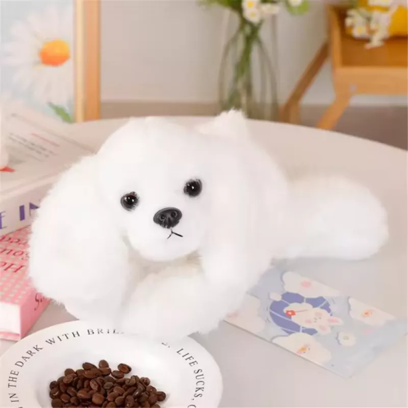 LEAN TOYS Plyšový maltézsky psík s vyváženými labkami biely 30 cm