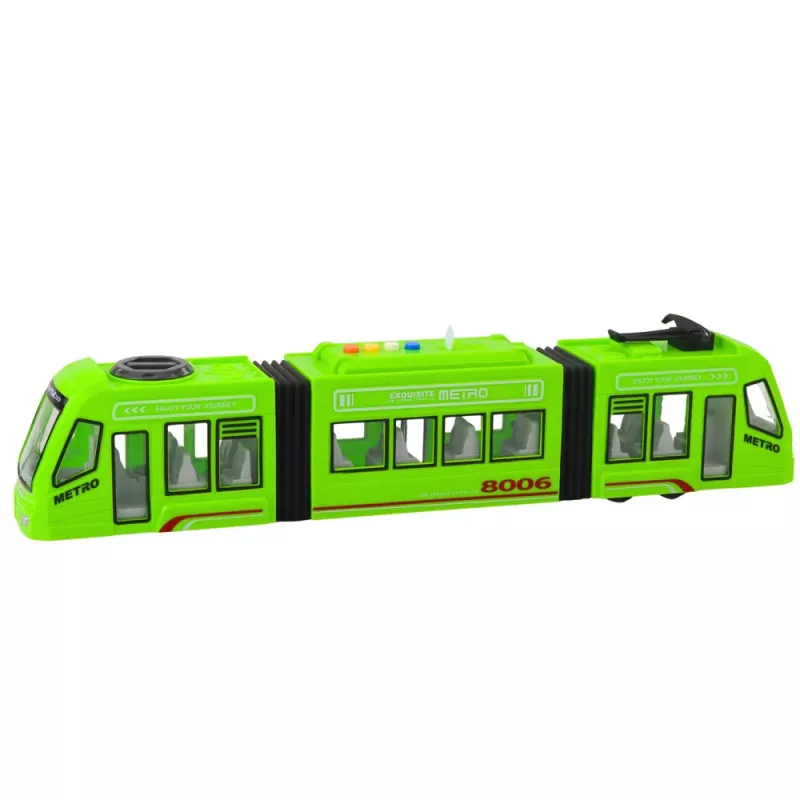 LEAN TOYS City Metro električka s dverami, svetlom a zvukom, zelená 1:16