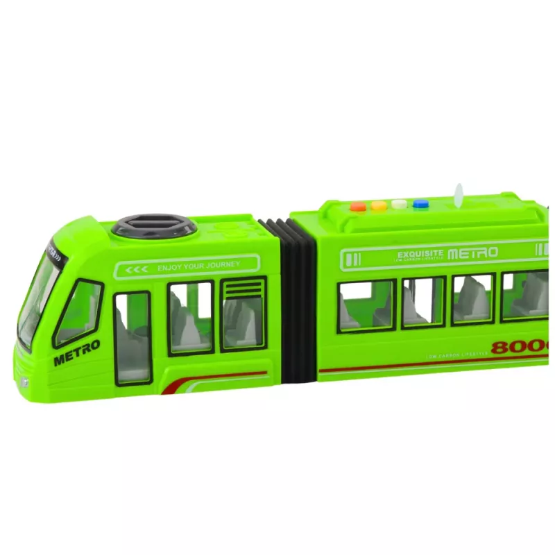 LEAN TOYS City Metro električka s dverami, svetlom a zvukom, zelená 1:16