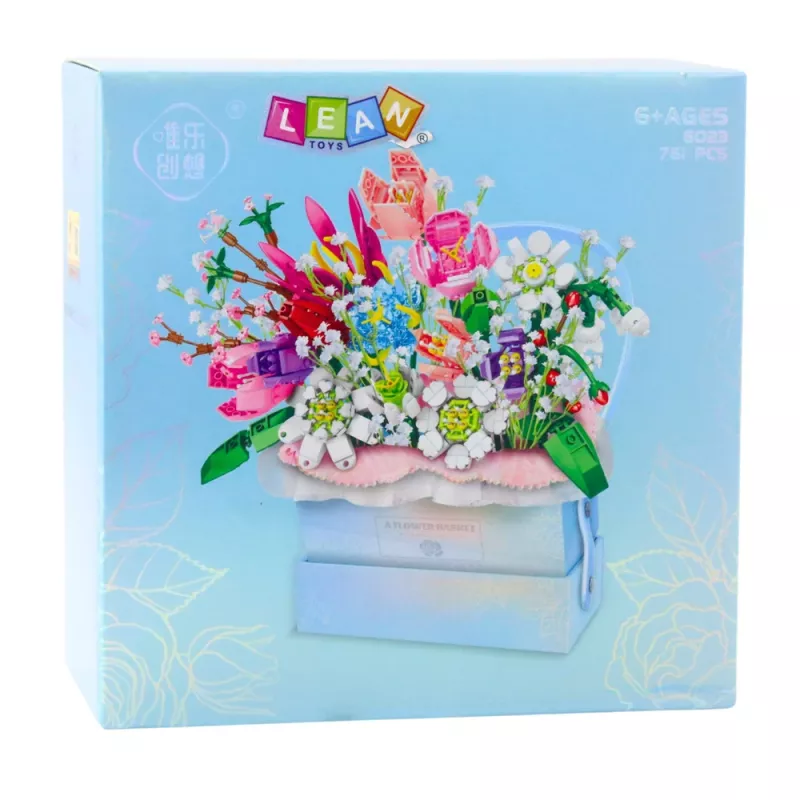 LEAN TOYS Stavebnica kompozícia v boxe Floral modrá LED box 761 dielov
