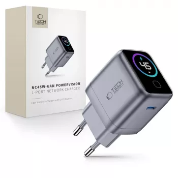 TECH-PROTECT POWERVISION NC45W-GAN 1-portová sieťová nabíjačka PD 45W tmavosivá